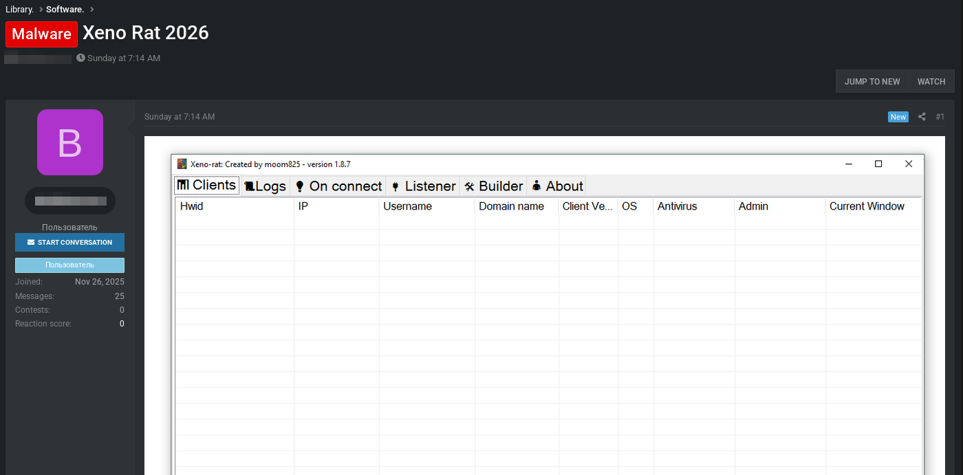 dark web posting for xenorat